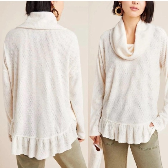 Maeve Sweaters - Maeve By Anthropologie Woman’s Addie Ruffle Hacci Pullover Sweater Size XS